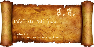 Bérdi Nándor névjegykártya